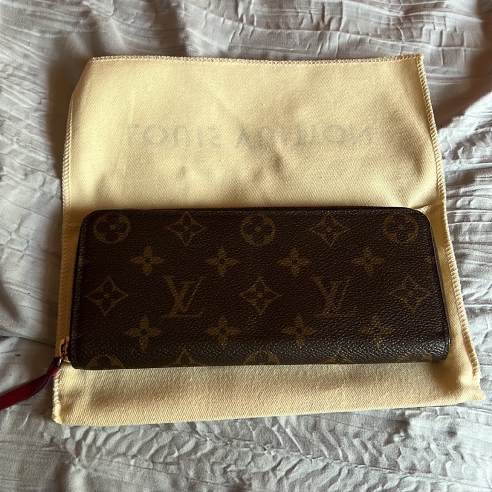 Classic monogram clemence wallet with red interior